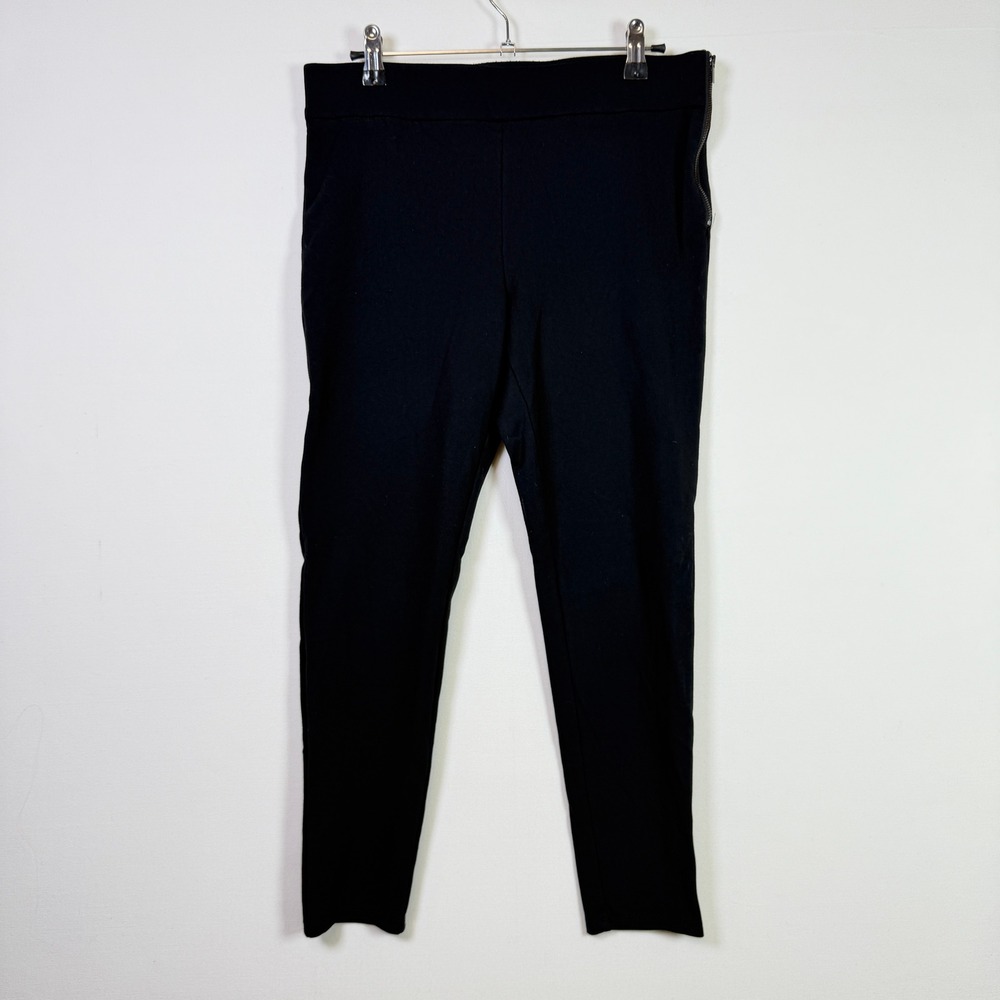 ANN TAYLOR Black Petite Ponte Side‎ Zip Slim Leg Trousers 8P